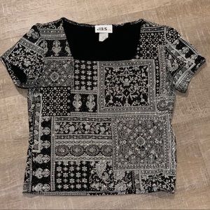 Vintage Sparkly Black White Shimmer Blouse